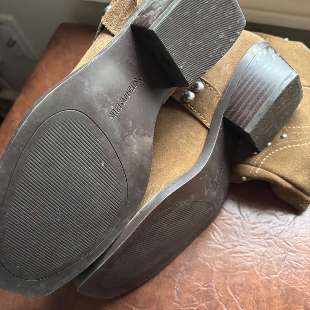Stradivarius Real Suede Slouchy Western Boot with Studs - Picture 5 of 5
